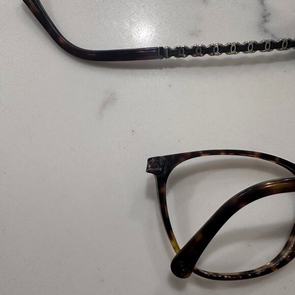 ✨? CHANEL Eyeglass Frames – Tortoise w/ Iconic Chain Temple – AS IS / Repair main image 14